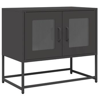 Mueble Para Tv Acero Laminado En Frío Negro 68x39x60,5 Cm Vidaxl