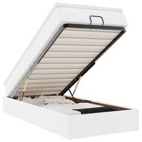 estructura cama otomana colchon cuero sintetico blanco 80x200cm vidaxl