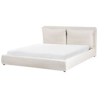 cama moderna de tela 180 x 200 cm cabecero tapizado y acolchado beige bajonna