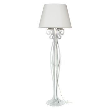 Lámpara De Pie Circeo 60x180 Cm Estructura De Hierro Blanco Con Pantalla Marfil Diseño Vintage Moderno Con Interruptor De Pie Made In Italy