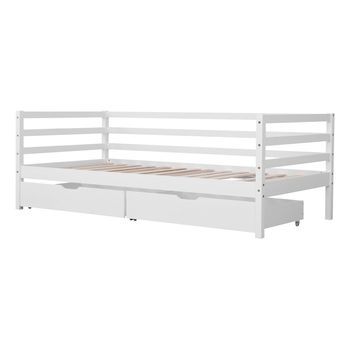 Cama Infantil Blanca 190 X 90 Cm Con Cajones Jules