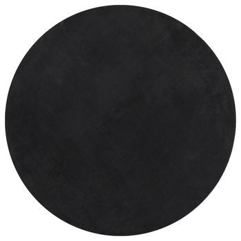Alfombra De Pelo Corto Suave Lavable Huarte Negro Ø 120 Cm Vidaxl