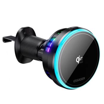 Essager T13 QI2.2 Cargador inalámbrico magnético para coche 25W Estación de carga rápida para iPhone 17 16 15 MacSafe RG