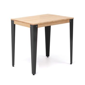 Mesa Lunds 80x80x75cm Negra En Madera Maciza De Pino Acabado Natural Estilo Nórdico Industrial Box Furniture