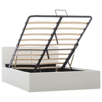 Cama Canapé Hidráulica Cuero Sintético Blanco 120x200 Cm