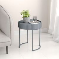 mesa auxiliar rill redonda metal 45xo40cm gris encasa