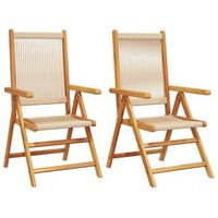 pack 2 uds sillas de jardin  silla de exterior  sillon madera maciza acacia polipropileno beige