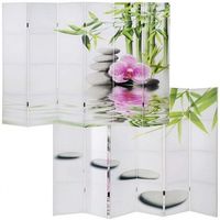 biombo 6 paneles separador de ambientes 180x240cm estampado orquidea par04024