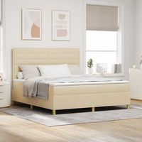 vidaxl cama tipo box spring con colchon crema 180 x 200 cm tela