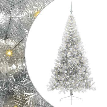 Árbol De Navidad Artificial Preiluminado Plateado 240 Cm Pet Vidaxl