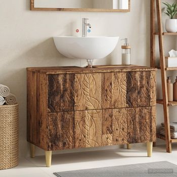 Vidaxl Mueble De Lavabo Para Baño Delft Madera Envejecida