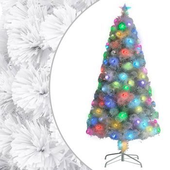 Árbol De Navidad | Decoraciones De Navidad Artificial Con Luces Fibra Óptica Blanco 120cm Cfw676337