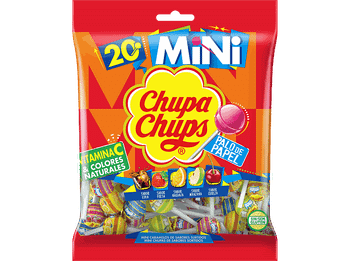 Caramelos - Chupa Chups Mini, Con palo, Sin Gluten, Sabores variados, 20 unidades, 120g