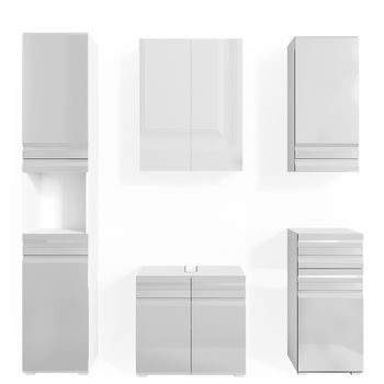 Conjunto De Muebles De Baño Fredd Blanco Alto Brillo 5 Piezas Vicco