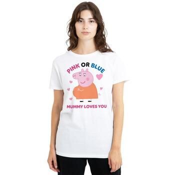 Dessins Animés Camiseta Pink Or Blue Mummy Pig Loves You para mujer
