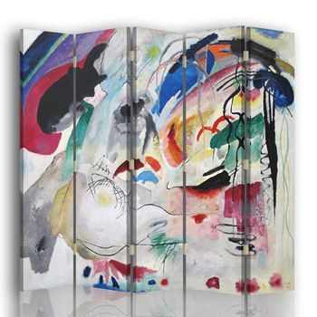 Legendarte - Biombo Improvisación - Wassily Kandinsky - Separador De Ambientes Para Interiores Cm. 180x170 (5 Paneles)