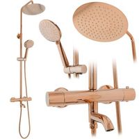 conjunto de ducha y banera con termostato rea lungo rose gold