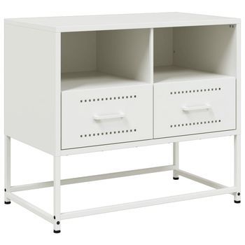 Mueble Para Tv | Mueble De Salón | Gabinete De Tv De Acero Blanco 68x39x60,5 Cm