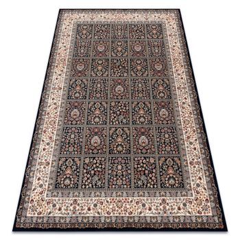 Alfombra De Lana Nain Flores, Marco 1181/51011 Azul Oscuro / Beige 160x230 Cm