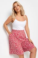 yours bermudas rojas de flores con cintura elastica mujer curvy y tallas grandes yours