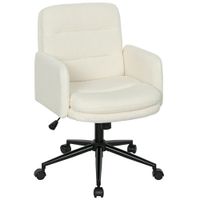 homcom silla de oficina con ruedas tejido de boucle reposabrazos 5 ruedas giratoria crema