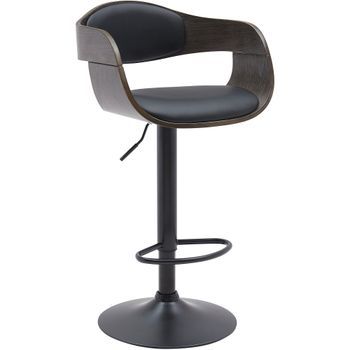 Taburete De Bar Kingston Simil Cuero Negro/gris 50x48x87 Cm Clp
