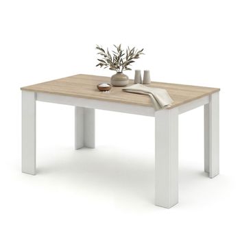 Mesa de comedor fija 140x80 cm blanco roble