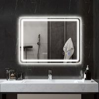 espejo de bano de vidrio templado homcom 80x60 cm plata