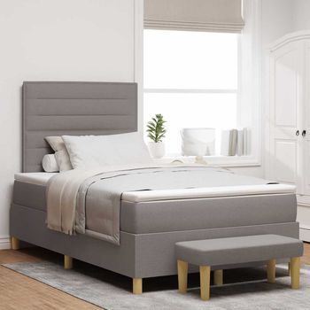 Cama Tipo Box Spring Con Cabecera Taupé 200 X 120 Cm Tela Vidaxl
