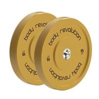 juego de 2 discos bumper olimpicos de 15kg body revolution r amarillo