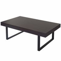 mesa de centro 40x110x60 cm patas de metal y chapa de madera de chopo oscuro wengue con estructura 040008478