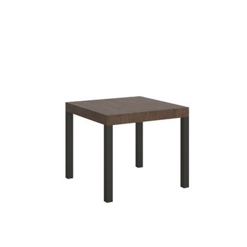 Mesa extensible 90x90/246 cm efecto madera nogal, hierro