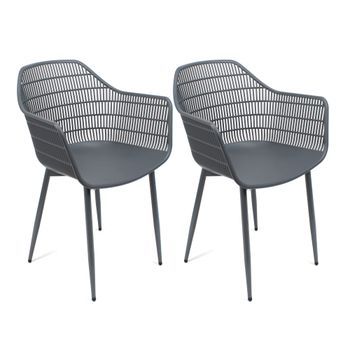 Conjunto De 2 Sillas En Polipropileno Y Metal - 58 X 52 X 86 Cm - Gris