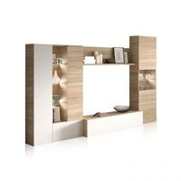 salon con gran espacio de almacenamiento 260 cm vinter leds blanco - roble 260 x 185 x 42 cm