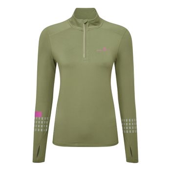 Ronhill Tech Afterhours 1/2 Zip Camiseta De Running Mujeres-Oliva