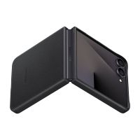 samsung funda de cuero vegano negra para z flip7