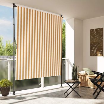 Persiana Enrollable - Toldo Para Exterior - Acero Y Tela - Naranja Y Blanco (150x270cm)