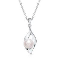 cadena hoja de plata 925 con perla