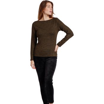 Admas Camiseta manga larga Barca Top de manga larga y cuello barco para mujer