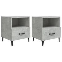 pack 2 uds mesitas de noche  armario de noche  mesa de noche madera contrachapada gris hormigon