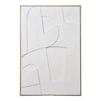 pintura mural contemporanea en relieve blanco 60 x 90 cm