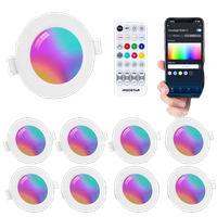 aigostar downlight inteligente 3w bluethooth mesh led focos empotrada techo luces con control remoto compatible con alexa para salon cocina rgb y blanco regulable 2700-6500k r68-80mm ip44 8 uds