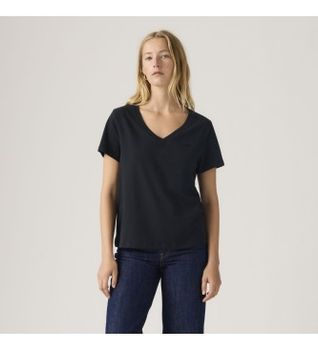 Levi's para mujer. 005J6-0012 Camiseta Favorite de pico negro (XL), Casual, Algodón, Manga corta