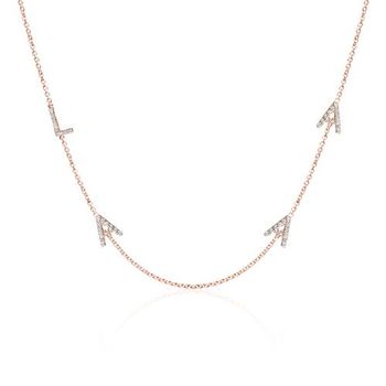 Cadena de letras de oro rosa de 14 quilates con diamantes