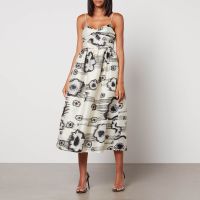 stine goya abby floral-print satin midi dress - l