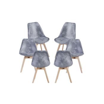 Pack 6 Sillas Synk Vintage De Polipiel 83*49*40 Cm - Gris Claro