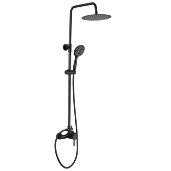 Columna De Ducha Monomando Mora Negro Mate  Ø 25cm
