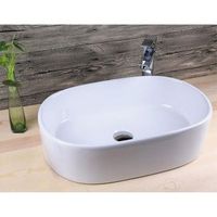 lavabo blanco brillante sobre encimera ceramico verona 55 x 35 cm