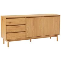 aparador de madera natural de 160cm con 2 puertas y 3 cajones sarah