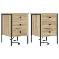 juego de mesitas de noche - mesillas de noche con cajon roble sonoma 42 x 41 x 61 cm mc7112